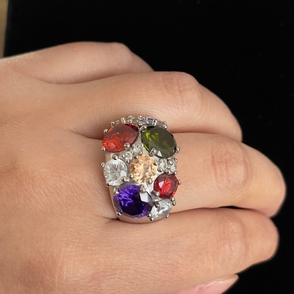 Nataliya V Collister Jewelry rainbow cluster ring